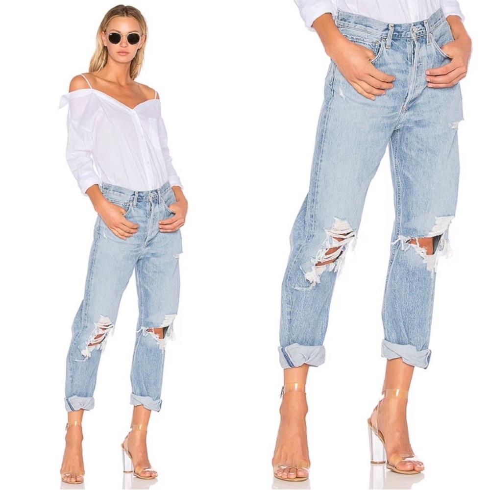 Agolde 90s Mid Rise Straight Leg Distressed Jeans Size 23